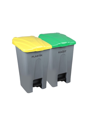 Safell Pedallı Kağıt Plastik Ayrıştırma Kovası - Çöp Konteyneri N11.10081