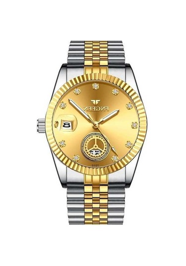 Novahub Fngeen 7010 Orta Yaşlı Erkekler Aydınlık Takvim Kuvars Saat Altın Altın Yüzey Arasında Çok Renkli Çok Renkli