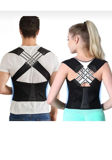 Erkek İçin Dik Duruş Korsesi Kamburluk Önleyici Bel Sırt Korsesi Siyah