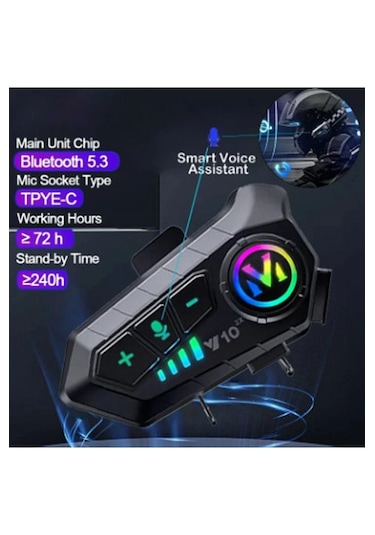 Vothoon Y10 2x Motosiklet Kask Intercom Siyah