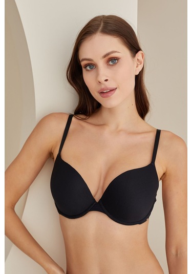 Loya Kadın Siyah Hafif Destekli Tulum Kol Sütyen Siyah