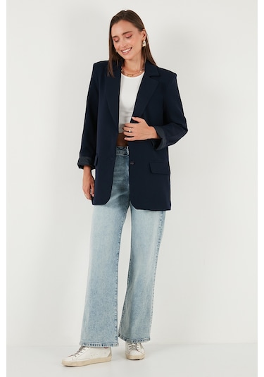 Lela Relaxed Fit Mono Yaka Cepli Blazer Bayan Ceket 611Bc00132 Lacivert