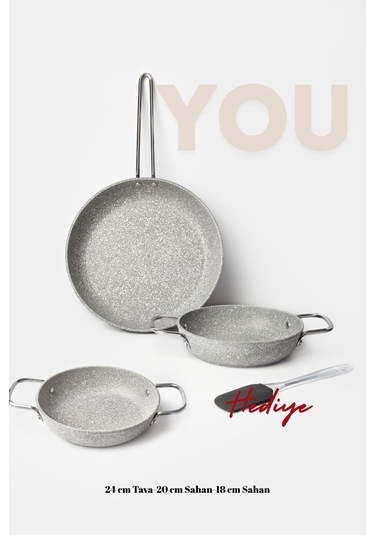You Granit 4 Parça Tava Sahan Seti Gri