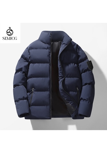 Erkek Sonbahar Ve Kış Kalın Pamuklu Ceket Lacivert