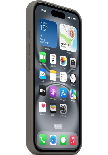 İphone 16 İçin Magsafe Özellikli Silikon Kılıf Taş Grisi Mor