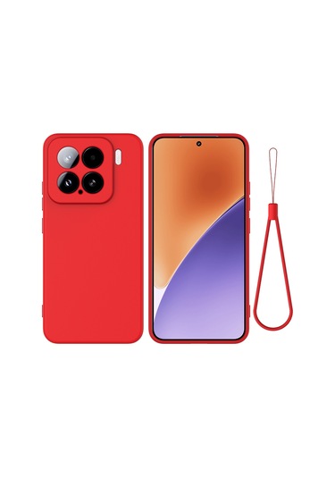 Xiaomi 15 İçin Düz Renk Sıvı Silikon Damlamaz Tam Kapsama Telefon Kılıfı Kırmızı
