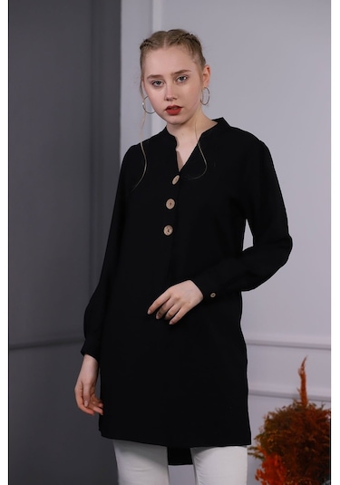 Gabria Kadın Düğmeli Tunik Siyah