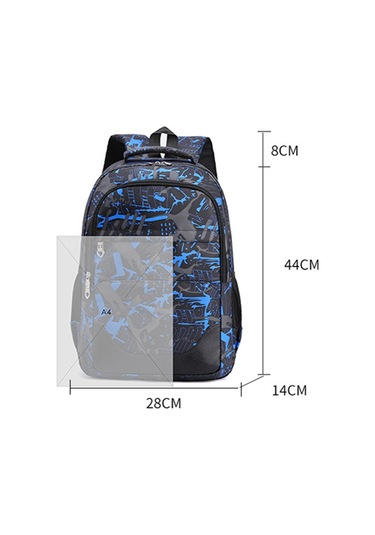 Three-piece Student Backpack Set Casual Large Capacity Outdoor Travel Backpack Blue Camouflage Mavi