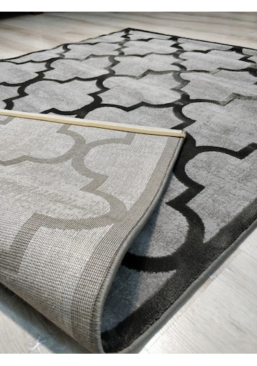 Eko Halı Como Cm04 Gri Siyah Modern Halı 120X170 Cm