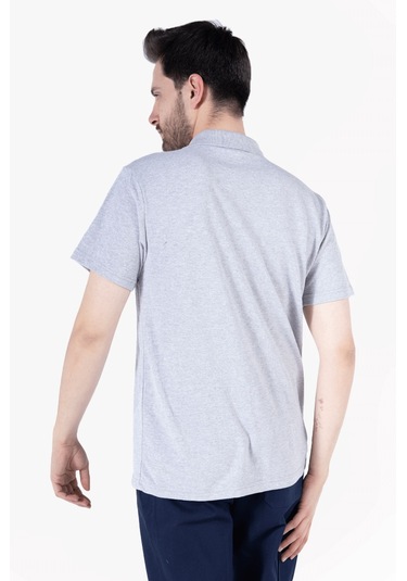 Yıldırımlar Polo Yaka T-shirt %100 Pamuk Cepli Gri Melanj