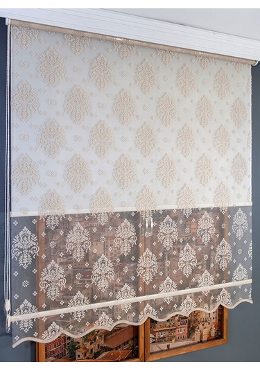 Çift Mekanizmalı Tül Stor Perde Kahverengi Kahverengi