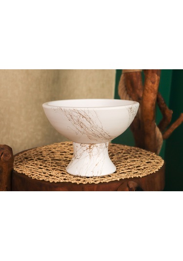 Bitki Tasarımı Beyaz Üzeri Gold Kendinden Ayaklı Aranjman Saksı