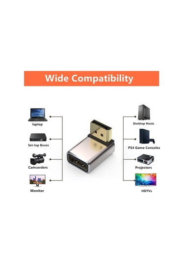 Sones Junsunmay 8k 60hz Pd1.4 Erkek Displayport - Dişi Displayport Adaptör Dönüştürücü, Açı: Aşağı
