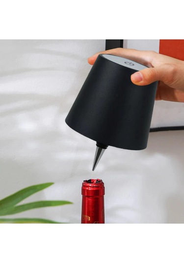 Kablosuz Şişe Lambası - Şarjlı Abajur Masa Işığı Dokunmatik Şişe İçin Led Siyah Beyaz Seçenek Çok Renkli