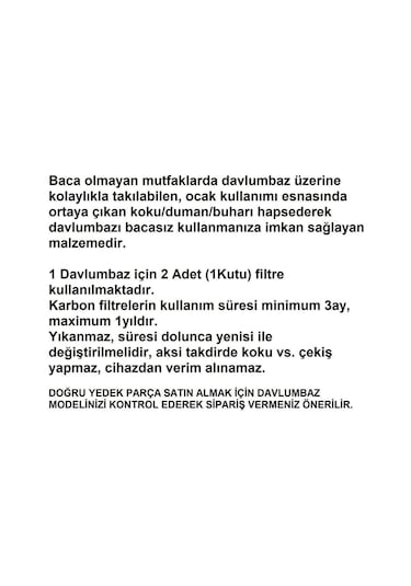 Dwp64cc50t/06 Davlumbaz Karbon Filtresi 2li 1takım Bacasız Aspiratör Kömür Filtre Dwa0kp6a