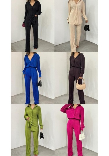 Bayrama Özel Kadın Düşük Omuz Salaş Gömlek Ve Yırtmaç Detay İspanyol Paça Pantolon Yeşil