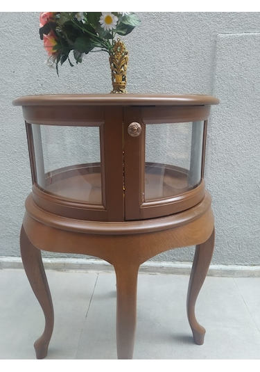 Bengimobilya Gümüşlük Yuvarlak Model Leylek Bacak Parlak Ceviz Kayın Lükens As