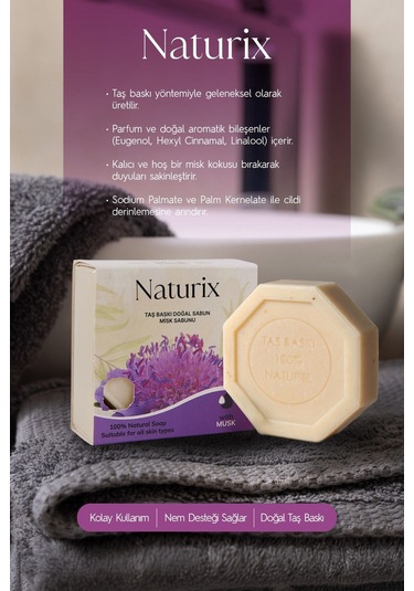 Misk Özlü Taş Sabun 5'li Eko Paket Nemlendirici Ve Onarıcı Kuru Cilt Bakımı - 5x125 Gr