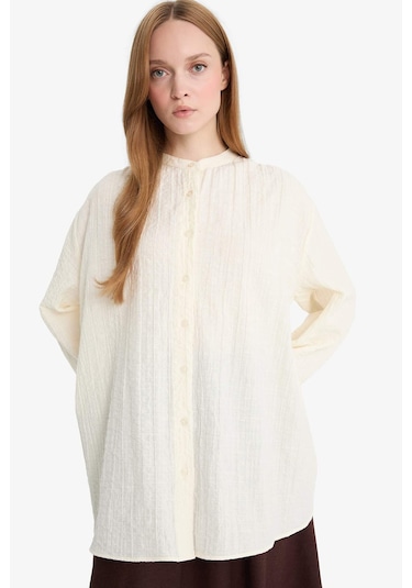 DeFacto Relax Fit Gofre Dokulu Uzun Kollu Tesettür Gömlek Tunik D4145AX25SPER105