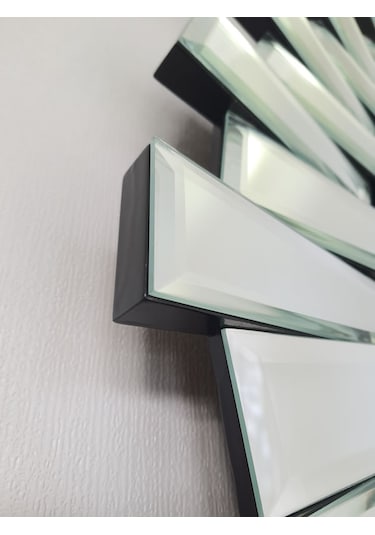 Ayna Denizi Güneş Twins Argent Black Model Gümüş Siyah Renk 70 Cm Dekoratif Aynalı Duvar Saati Gümüş - Siyah