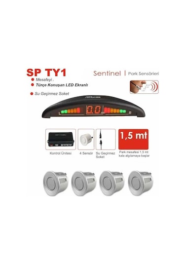 Oto Park Sensörü Led Ekranlı Türkçe Ses İkazlı Gri Renk 22 Mm