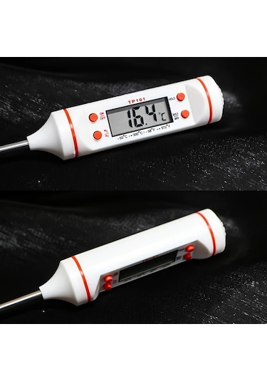 Chuangyinshop Siyah Dijital Mutfak Termometresi Çift Ekran Hassas Lcd Termometre Fırın Et Süt Şeker Kızartma