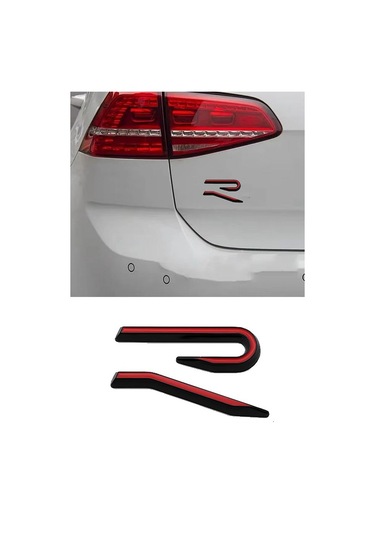 Yeni Golf 8 R Yazısı Bagaj Logo Arması Sticker Amblem Kırmızı Siyah