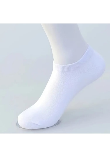 Garanti Çorap Düz Beyaz Unisex Patik 5 Li Koyu Beyaz