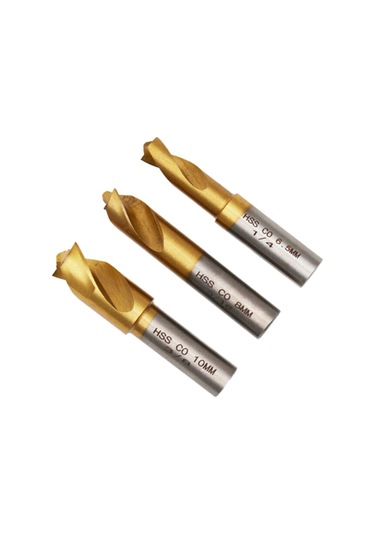 Yunboo Titanyum Kaplama Kaynak Noktası Kaldırıcı Matkap Uçları Seti 6.5mm,8mm,10mm - 3 Lü Alüminyum Kutulu Hızlı Metal İşleme