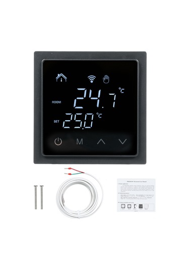 Monyee Siyah Wifi Akıllı Termostat, Led Dokunmatik Ekranlı, 16a, Ev Isı Kontrolü, 85-250v, Uzak Kumanda, Mh-1828aw