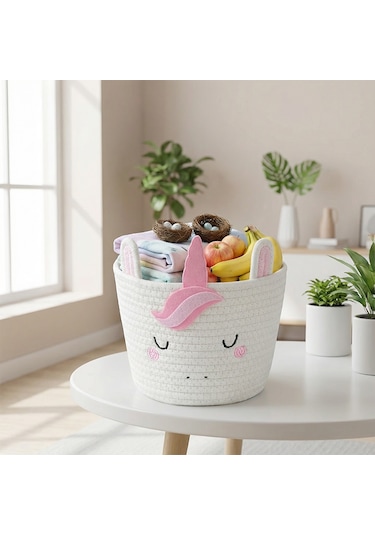 Koçtaş Unicorn Hasır Sepet 22 x 22 Cm Beyaz