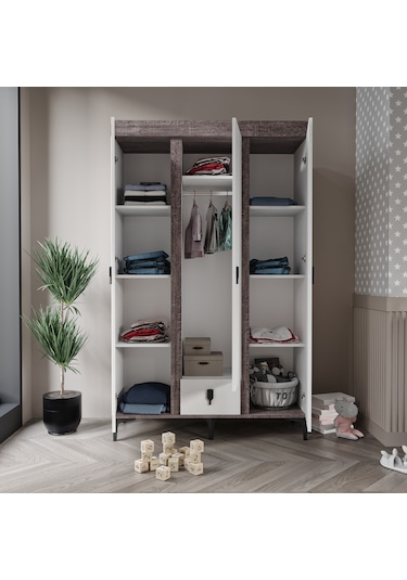 Afilli Rose 3 Kapaklı Tek Çekmeceli Dolap Beyaz Ve Berlin Renk
