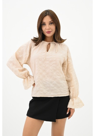 Kadın Yaka Bağlama Detaylı Gömlek 1718-25 001