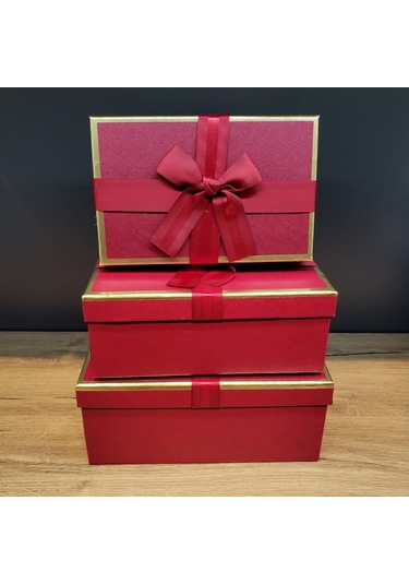 Büro Ev Ofis Hediyesi İçin 3parça Kurdeleli Tasarımlı Prestij Kutu Seti
