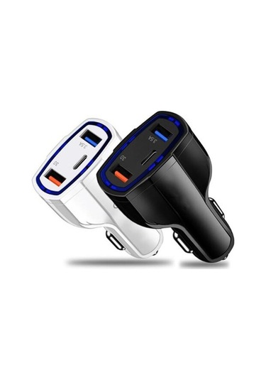 Ebitda Araba Şarj Adaptörü Pd Ve Çift Usb Üçlü Port Hızlı Şarj Cihazı 12-24v Araba Suv Siyah, Araba Şarj Cihazı