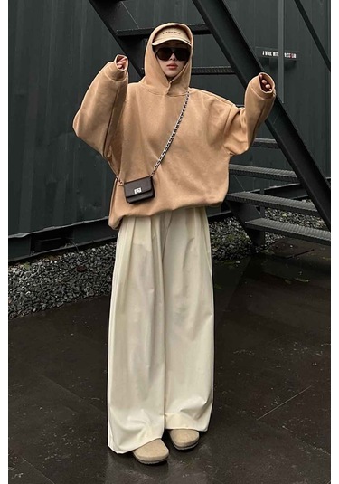 Be Happy Baskılı Kapüşönlü Sweatshirt Gri