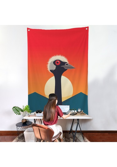 Minimal Devekuşu Duvar Örtüsü-7652