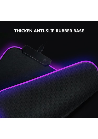 Hangfox Rgb Işıklı Oyuncu Mouse Padı, 14 Işık Modu, Usb İle Çalışır, 800x300mm, Anti Kayma Taban, Kalınlastırılmış Kilitli Kenar, Siyah Renk