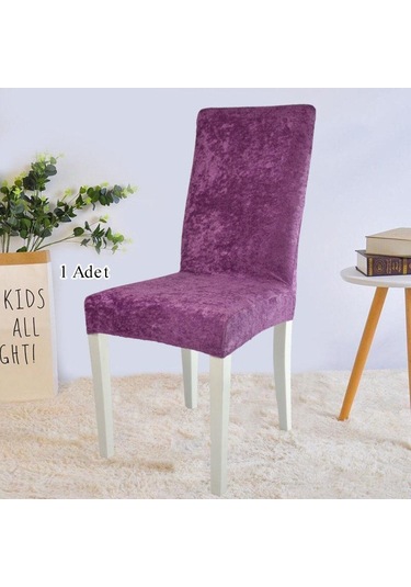 StarMall Ipek Kadife Sandalye Kılıfı Sandalye Örtüsü Lastikli Standart 1 Adet Mor