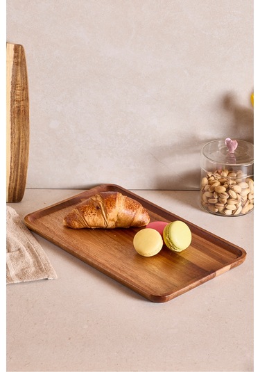 Akasya Dikdörtgen Tepsi 34x21 Cm Kahverengı Kahverengi