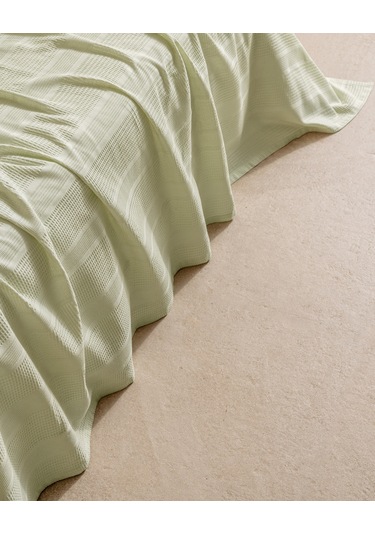 Mathilda Tek Kişilik %100 Pamuk Karde Düz Pike Takımı - Mint Yeşili 8684427200438 Yeşil