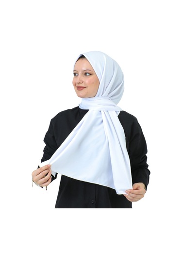 Şal Zarif Başörtüsü Eşarp Tesettür Giyim Uzun Abiyelik Beyaz