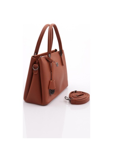 Dgn 549 Kadin Çiçek Süslemeli Fermuarli Çanta 549-2323-R11103 Açık Taba