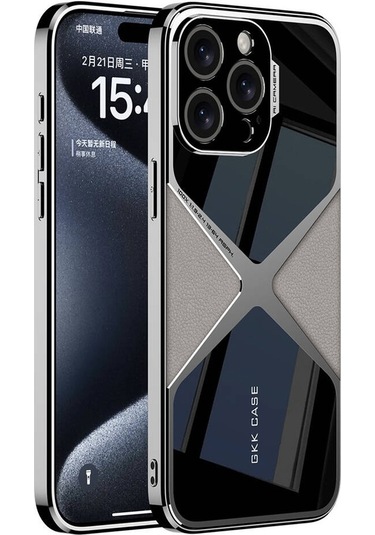 İphone Uyumlu 15 Pro Max Kılıf Ultra İnce Kamera Korumalı Pc + Deri Arka Yüzey Zore X-pro Kapak-titan