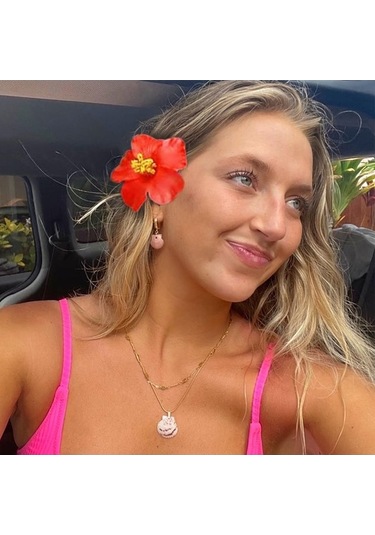 Ulzyvf 4 Adet Hibisküs Desenli Dayanıklı Kanatlı Klip Beyaz Sarı Turuncu Kırmızı 10cm Eva Malzeme