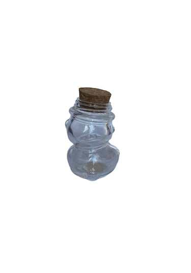 Ayı Cam Şişe - Mantar Tıpalı Ayı Şeklinde Cam Şişe - 35 Ml 3 Adet