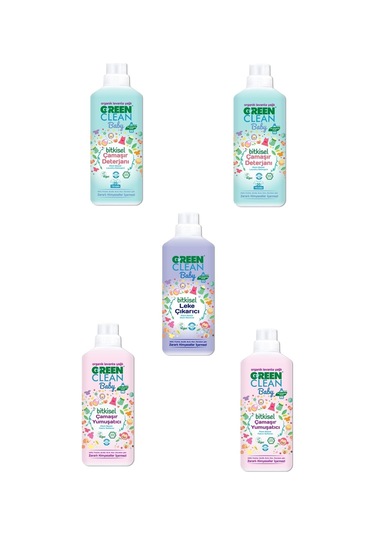Green Clean Baby Çamaşır Deterjanı X2 + Baby Yumuşatıcı X2 + Baby Leke Çıkarıcı 1000 Ml