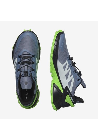 Salomon 473158 Supercross 4 Flint Stone/black/green Gecko Erkek Outdoor Ayakkabı Gri