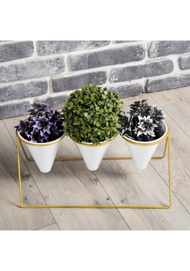 Fullreyon Vıpclass 3 Saksılı Metal Çiçek Standı - Saksılar Dahil - Vgb Diğer