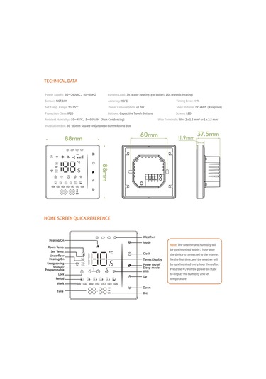 Vkemall Su Isıtma Wifi Akıllı Termostat Sıcaklık Kontrol Cihazı Siyah-1-t